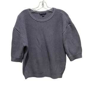 INC International Concepts 3/4 Length Sleeves Chunky Knit Sweater Grey Medium